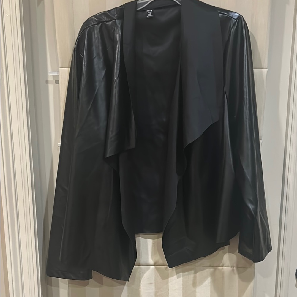 SHEIN Black Leather Jacket Structured Formal Style